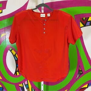TR Bentley, Silky Red Blouse with shoulder pads. Size 12. Excellent condition!